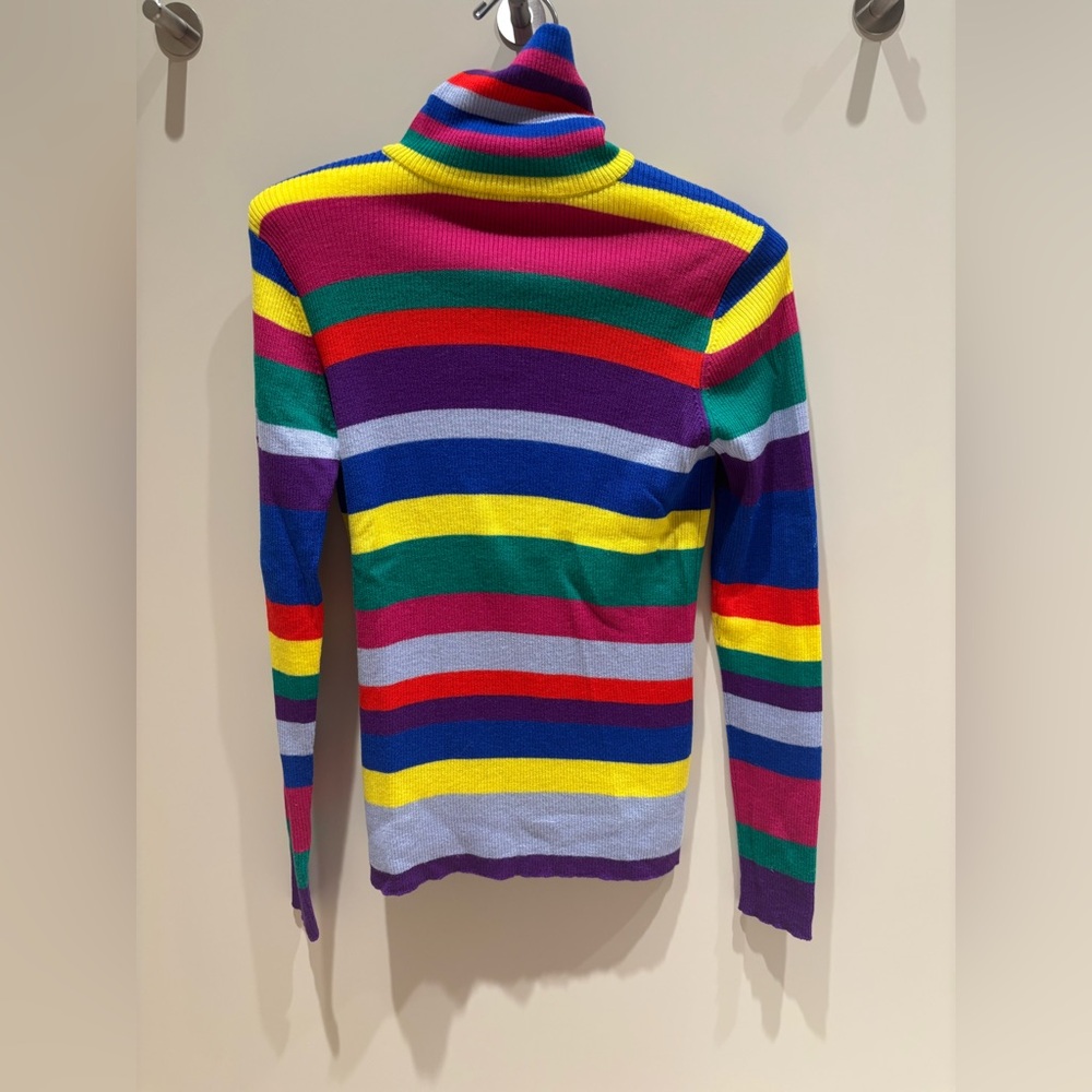 Mira Mikati Multicolour Striped Knit turtleneck sweater merino wool 34 XS